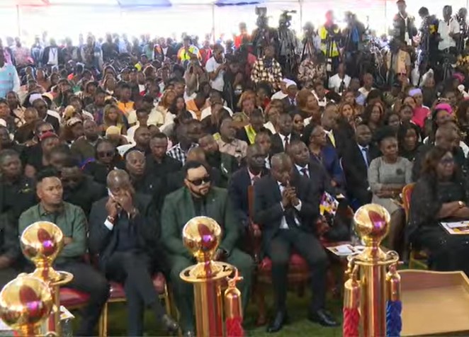 Deputy President Kithure Kindiki at Betty Bayo's funeral. PHOTO/screengrab by K24DIGITAL