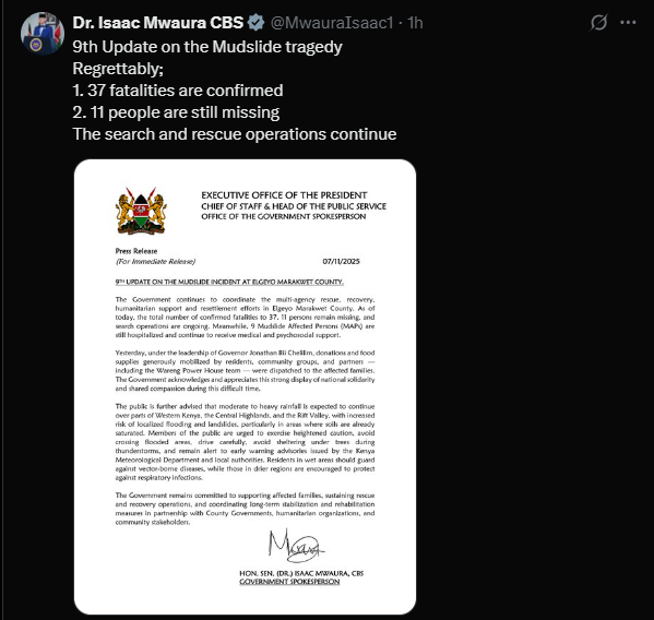 A statement released by Isaac Mwaura on X. PHOTO/Screengrab by K24 Digital from @MwauraIsaac1