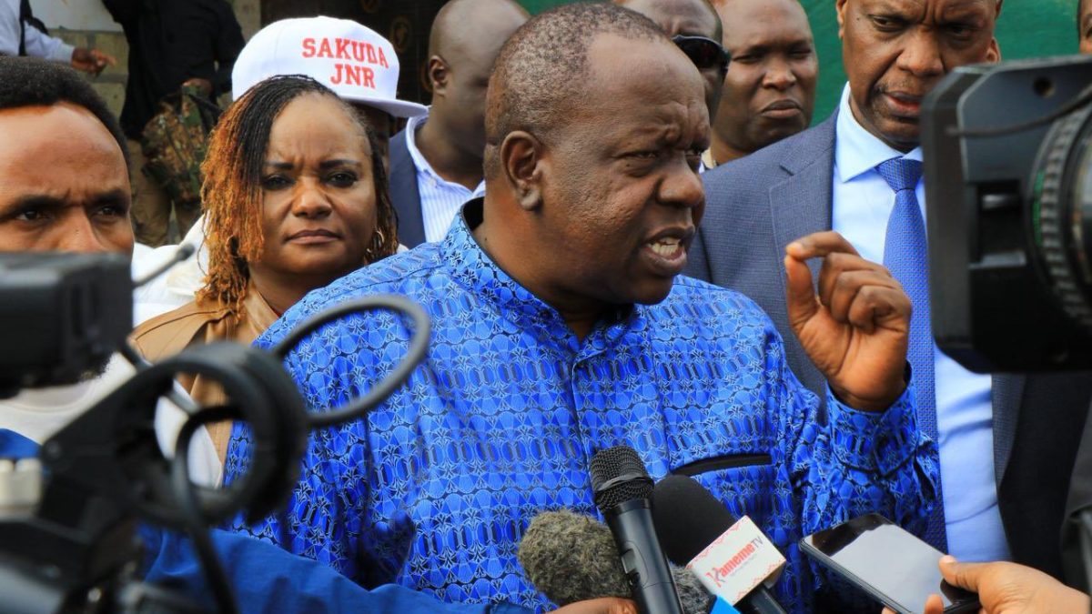 Former Interior CS Fred Matiang'i speaks during a past event. PHOTO@RealMatiangi/X