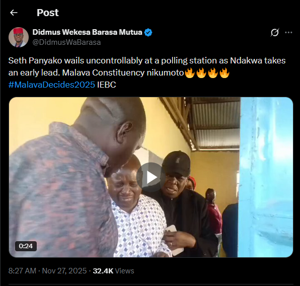 A post shared by Didmus Barasa on X. PHOTO/Screengrab by K24 Digital from @DidmusWaBarasa