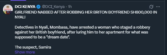 Part of the statement shared by DCI on Tuesday, November 11, 2025. PHOTO/ Screengrab by K24 Digital/@DCI_Kenya/X