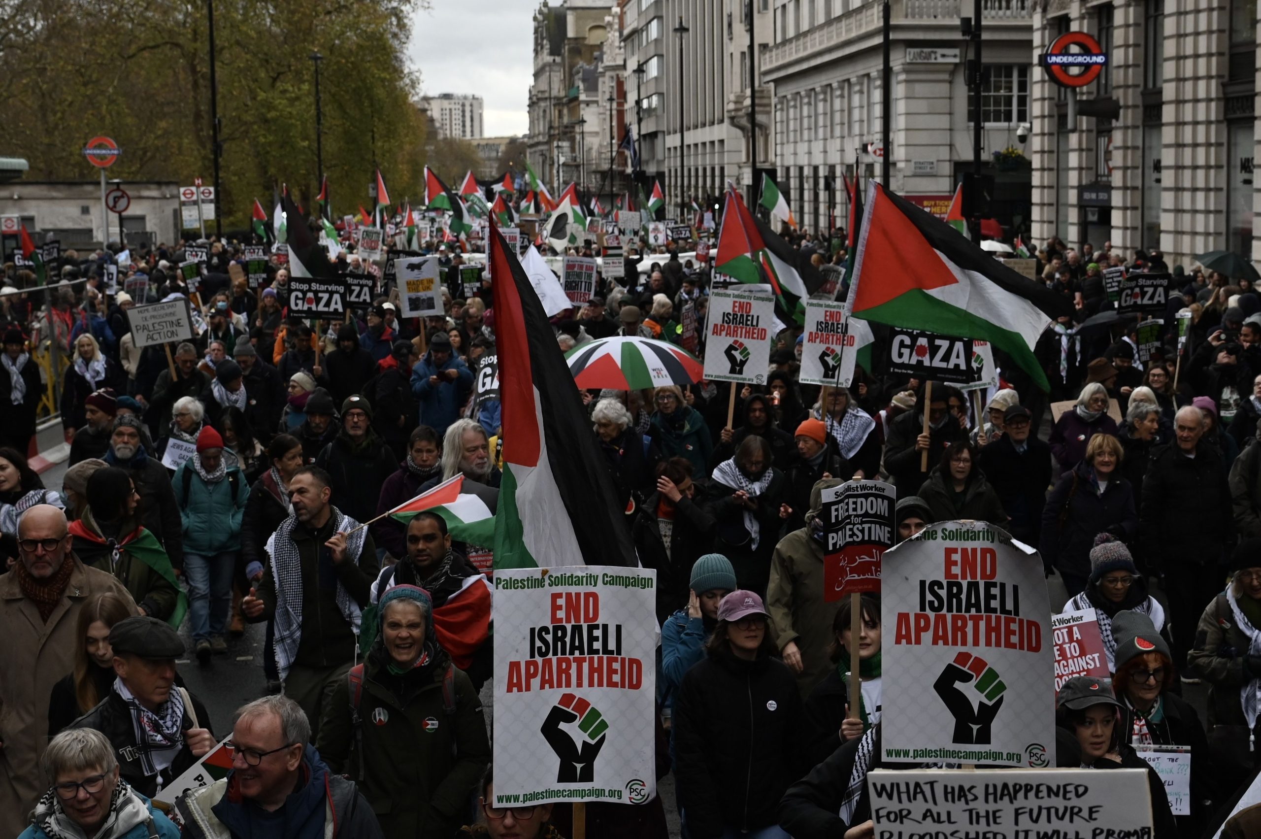 Tens of thousands rally in Europe, demanding justice over Israel’s Gaza war