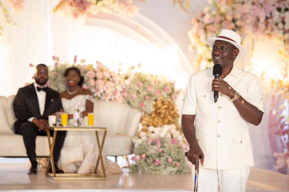 President William Ruto speaking at the wedding of Musalia Mudavadi's son on Saturday November 29, 2025. PHOTO/https://www.facebook.com/williamsamoei