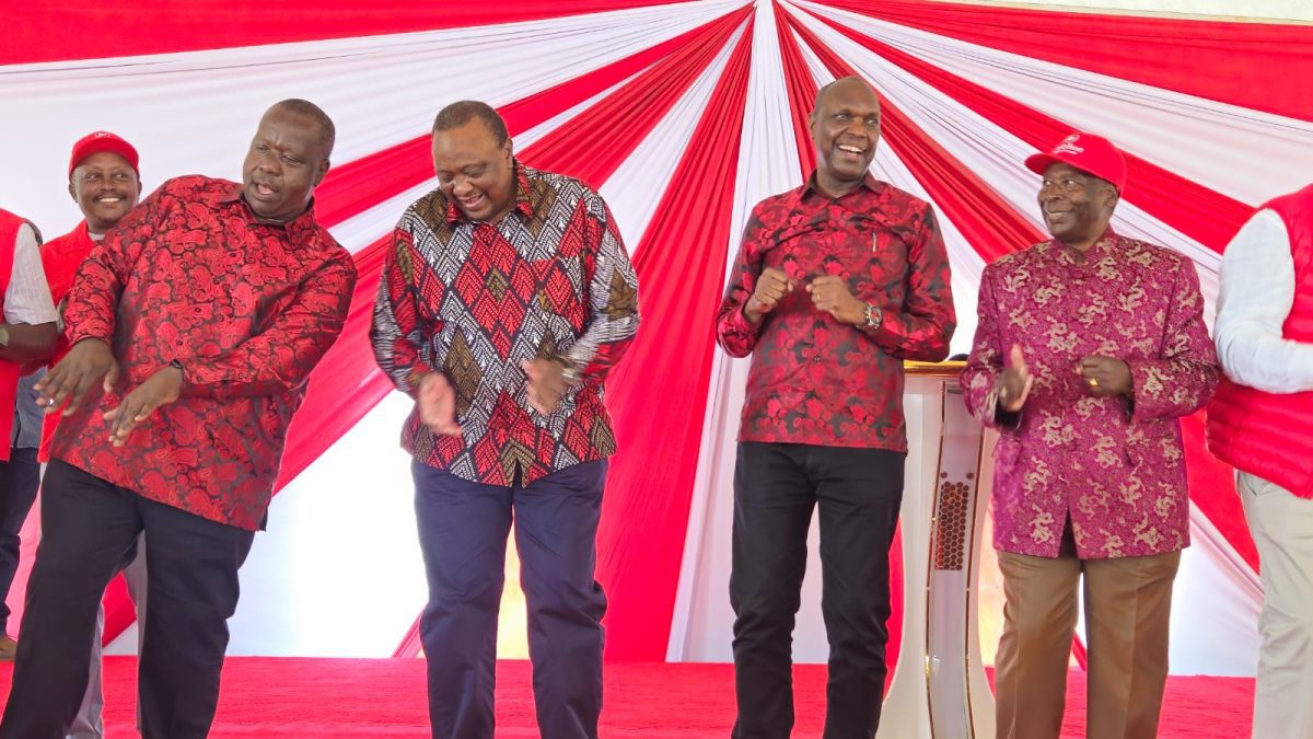 Former President Uhuru Kenyatta in Thika town for a Jubilee Party event. PHOTO/K24 Digital