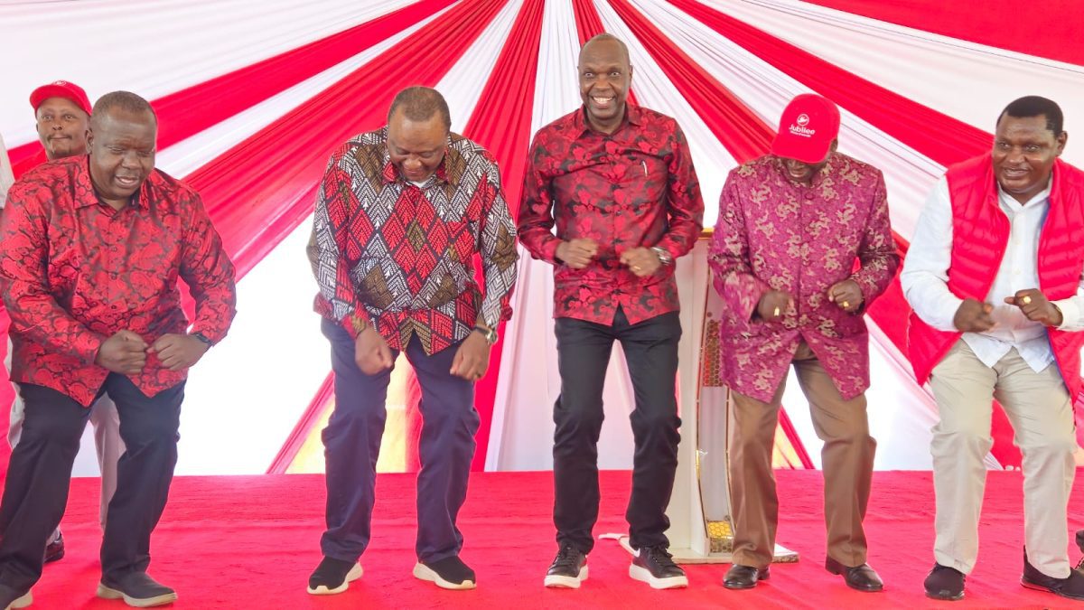 Former President Uhuru Kenyatta in Thika town for a Jubilee Party event. PHOTO/K24 Digital