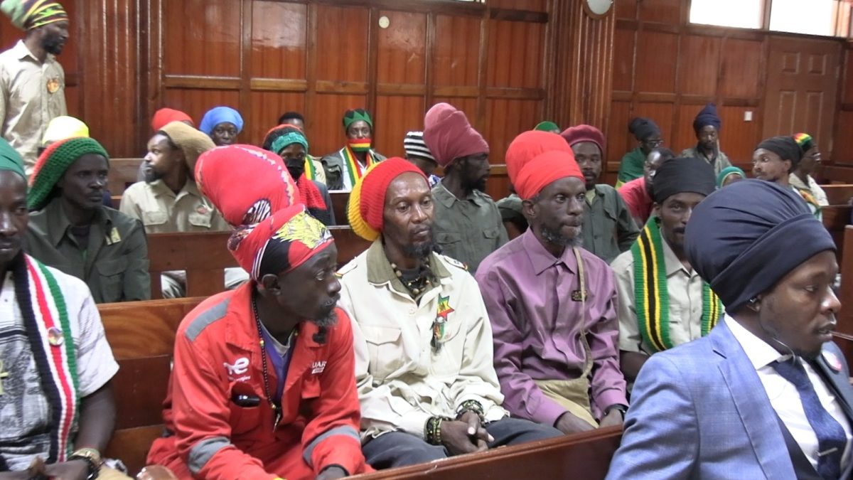 Rastafarian Society of Kenya (RSK) members when they appeared before Milimani High Court Judge Bahati Mwamuye on Tuesday, November 18, 2025. PHOTO/Zipporah Ngwatu