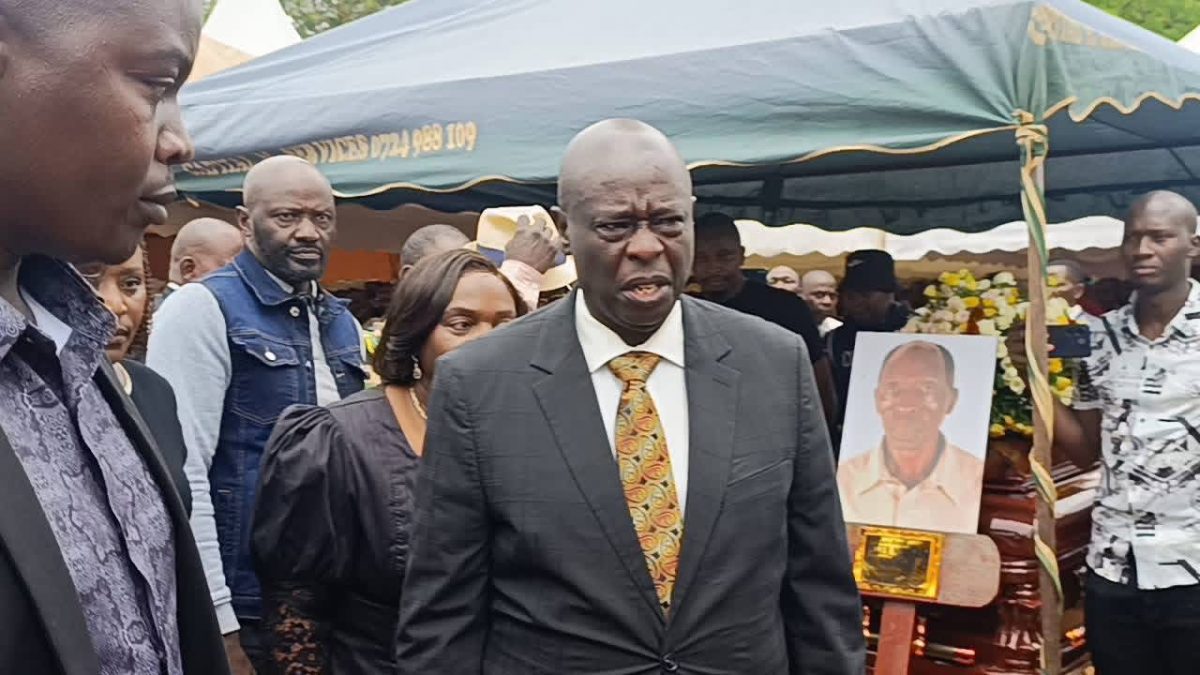 Rigathi Gachagua when he arrived at the burial on Saturday, November 1, 2025. PHOTO/https://web.facebook.com/kururiatv