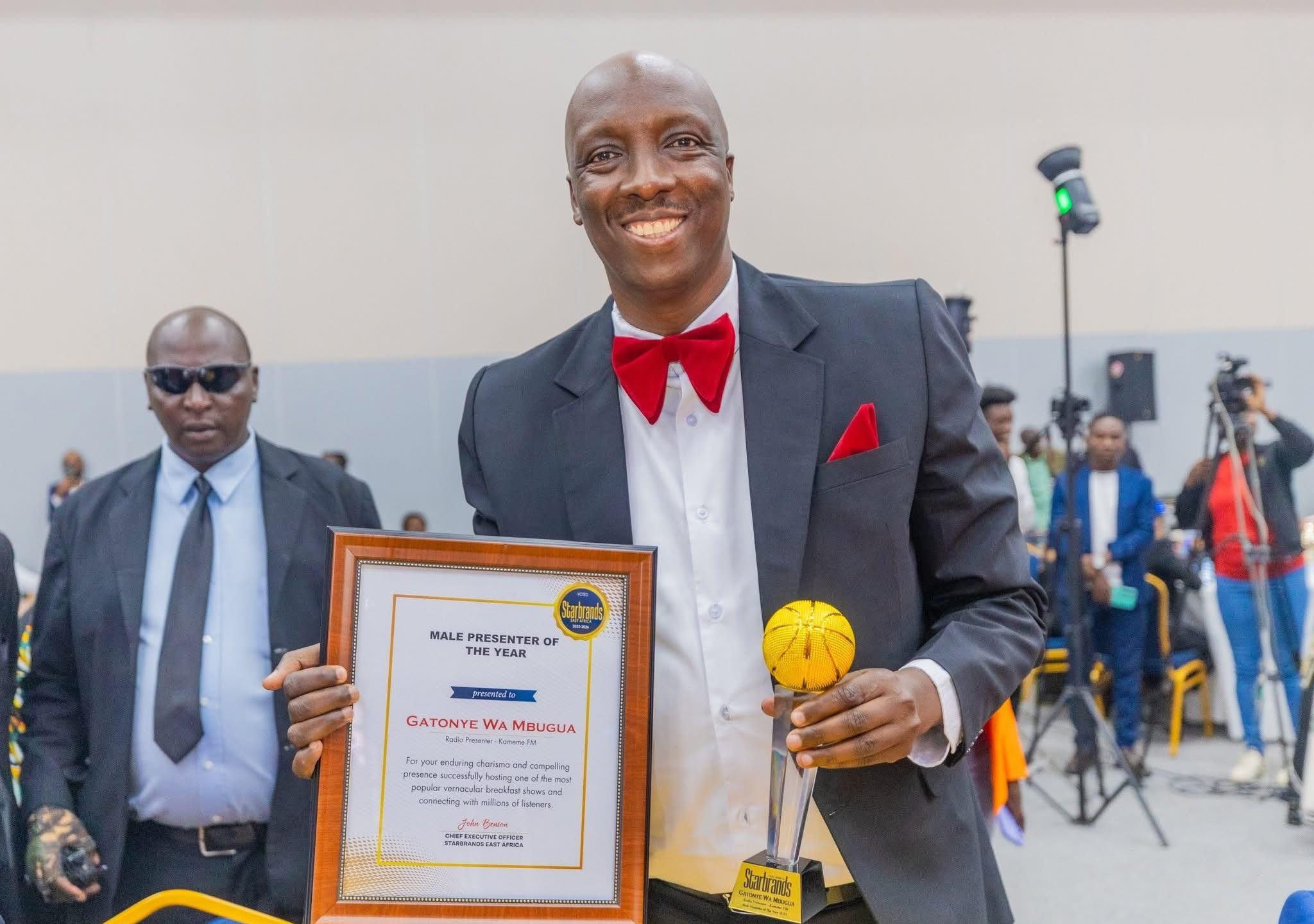 Kameme FM’s Gatonye Mbugua wins coveted male presenter of the year award