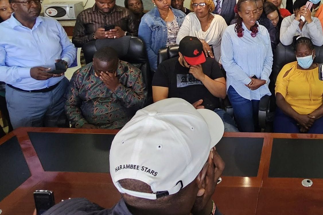 Betty Bayo's husband Hiram Gitau weeps alongside Pastor Kanyari at the Kenyatta National Hospital on Monday, November 10, 2025. PHOTO/Screengrab by K24 Digital of Facebook livestream by https://www.facebook.com/kururiatv