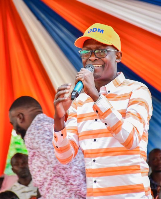 Ugunja Constituency candidate Moses Okoth Omondi during a past rally. PHOTO/https://www.facebook.com/fel.denzel