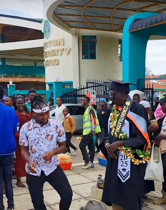 Moya David during the Egerton University surprise. PHOTO/Screengrab by K24 Digital of TikTok video by @moyadavid