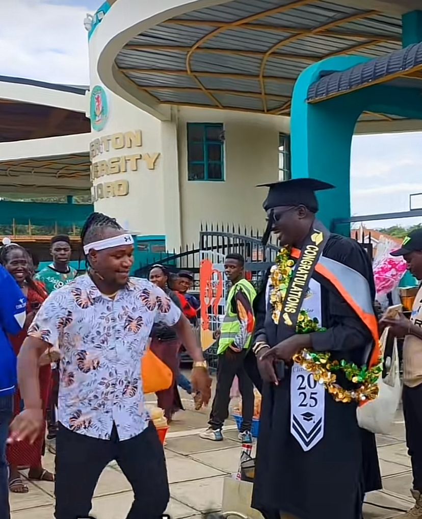 Egerton graduate left speechless after Moya David surprises him at campus gates