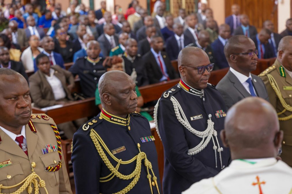 Police bosses and other officers during a service in Nairobi on Saturday, November 8, 2025. PHOTO/@NPSOfficial_KE/X