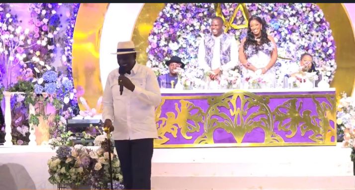 President William Ruto speaks at Senator Allan Chesang's wedding. PHOTO/Screengrab by K24 Digital.
