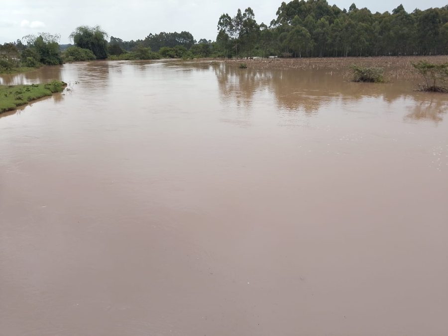 River Sabwani after breaking its banks following a heavy downpour upstream. PHOTO/Emanuel Kipkorir