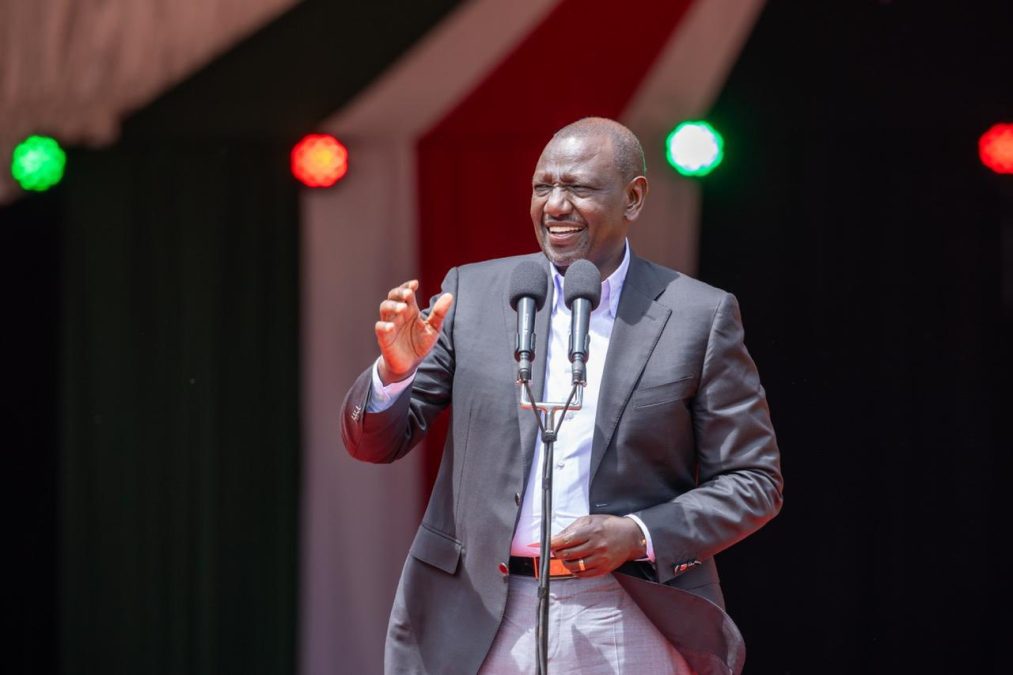 President William Ruto addresses the congregation at the AIPCA Gatundu North Diocese in Karure, Kiambu County, during the Ksh57 million donation ceremony.PHOTO/https://www.facebook.com/share/17aUALeH2Q/