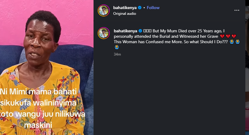 A post shared by Bahati on his Instagram page. PHOTO/Screengrab by K24 Digital from @bahatikenya
