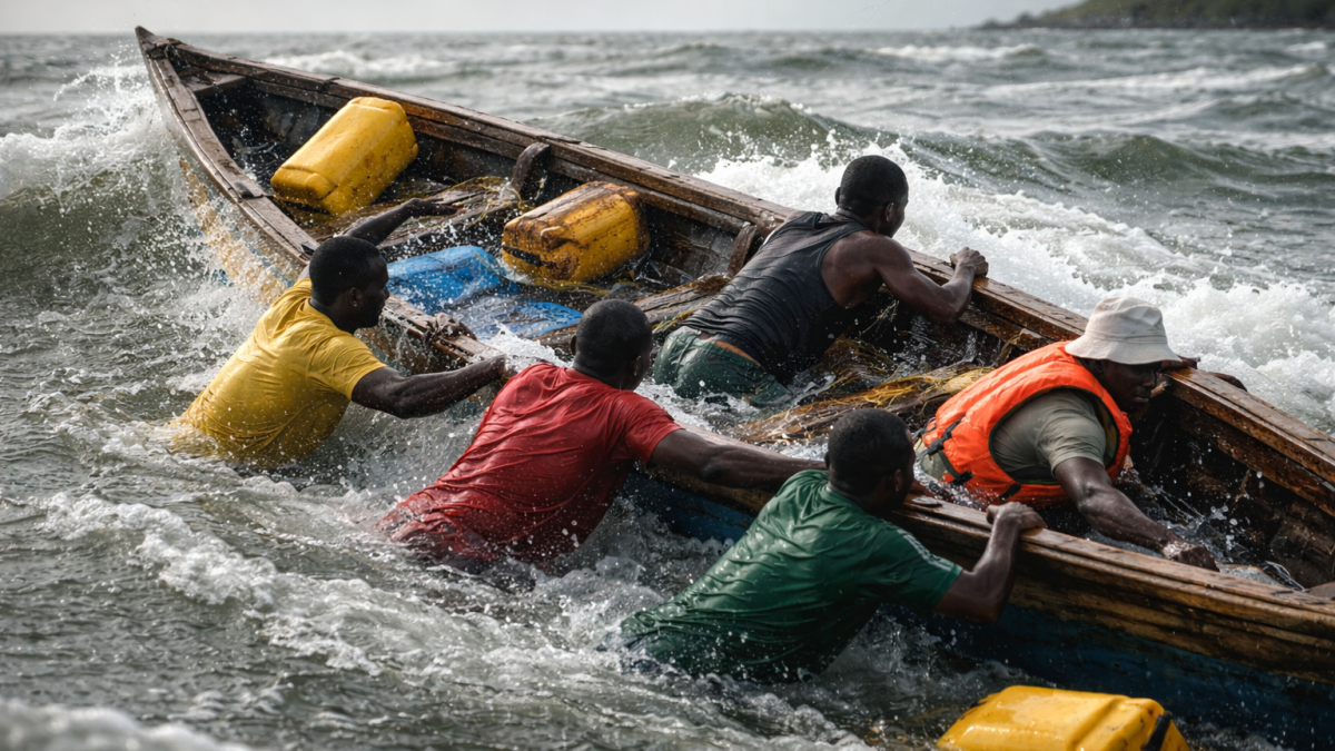 AI-generated image shows men operating a boat. PHOTO/ChatGPT