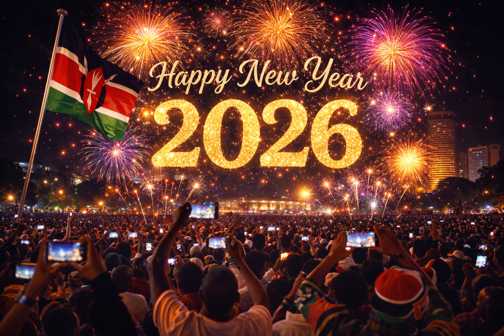 AI-generated image illustrating crowd capturing fireworks during New Year 2026 crossover. PHOTO/David Nthua