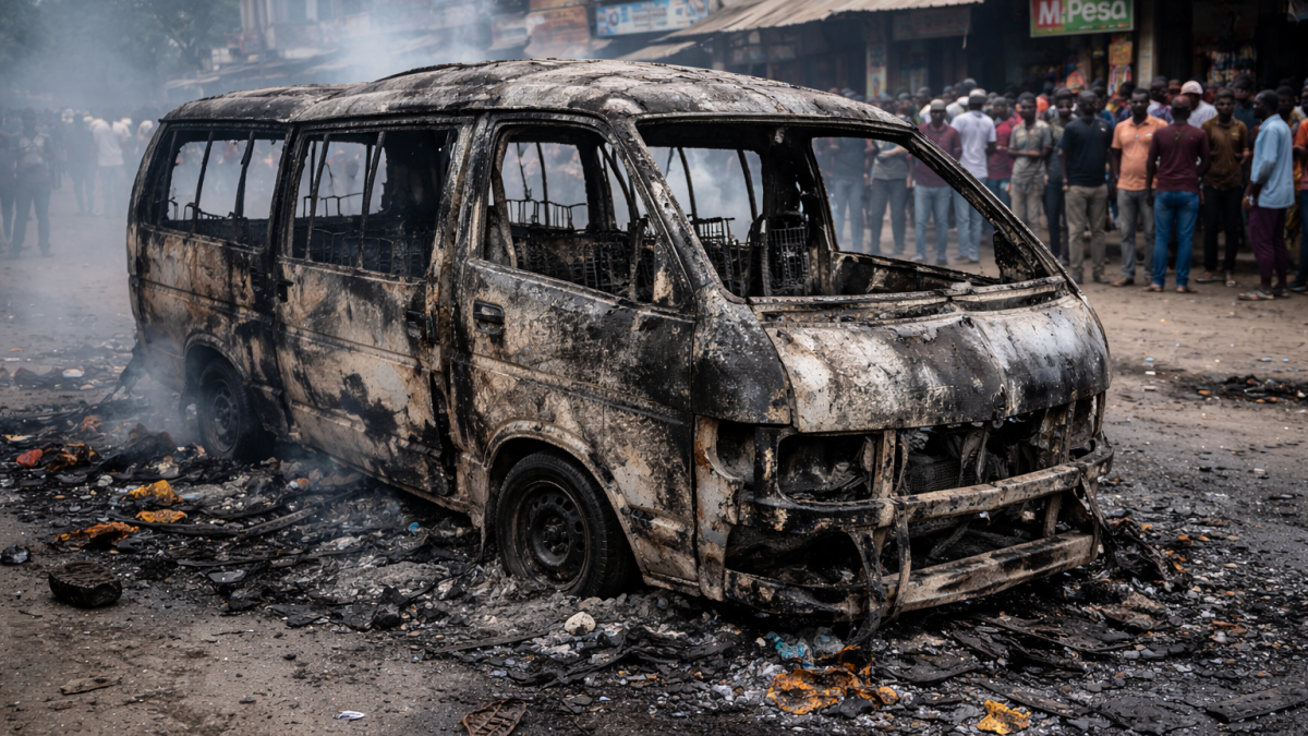 AI-generated image to illustrate a burnt PSV. PHOTO/CHATGPT/David Nthua