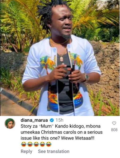 Diana Marua's cheeky comment about Bahati's shirt 