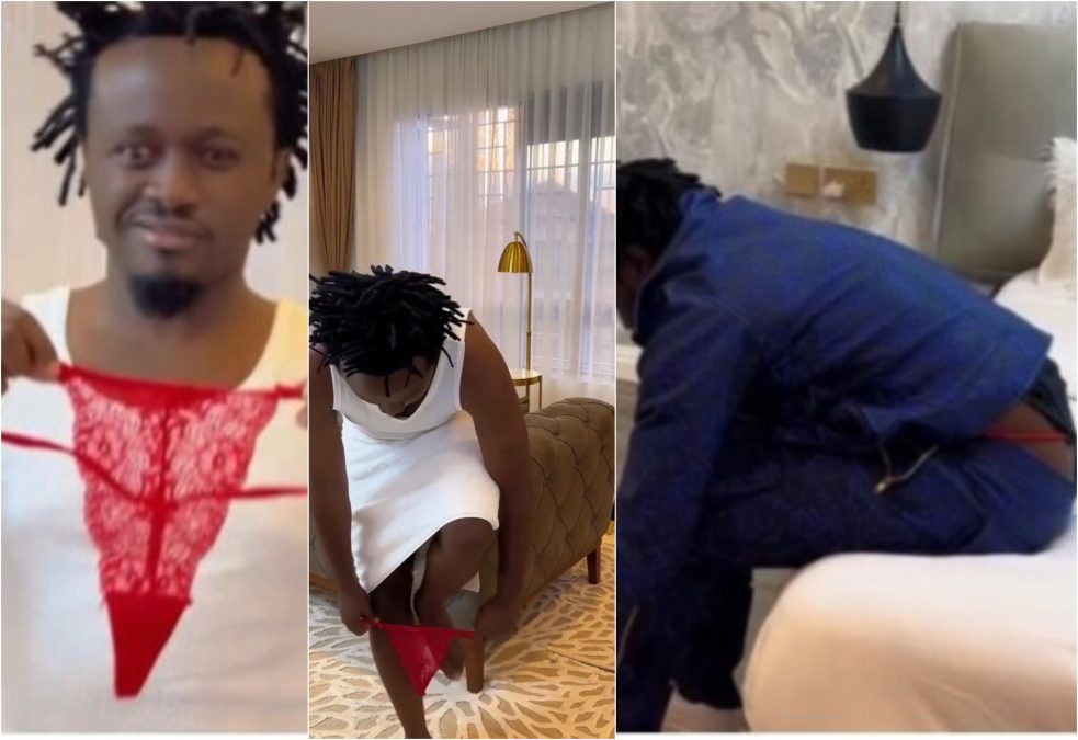 Bahati wearing red thong. PHOTO/@BahatiKenya/Instagram