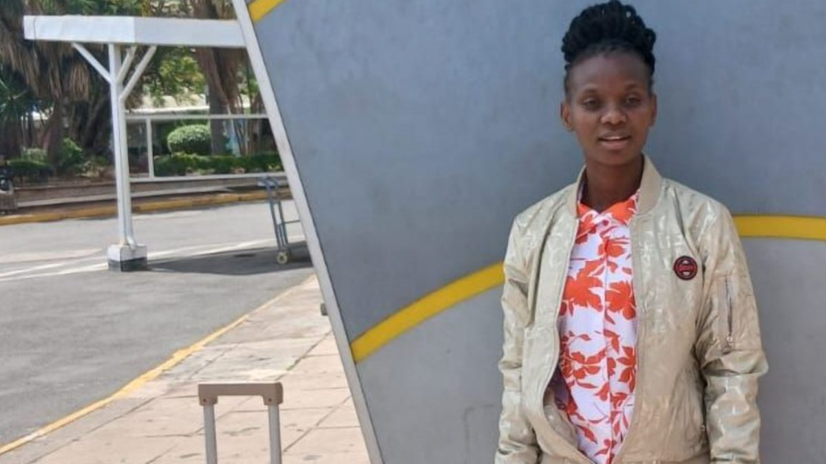 Mama Gift poses at JKIA on Monday, December 15, 2025. PHOTO/https://www.facebook.com/kirubi.samuel.7