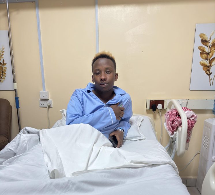 Kairu in a hospital bed. PHOTO/https://www.facebook.com/profile.php?id=100091350856259