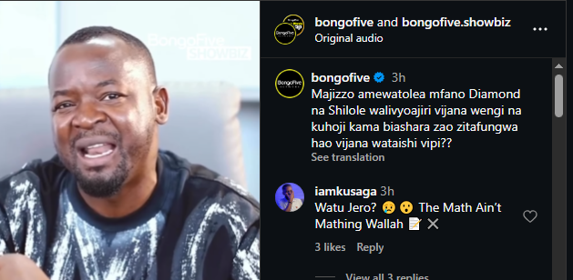 A post shared by Bongofive on Instagram. PHOTO/Screengrab by K24 Digital 