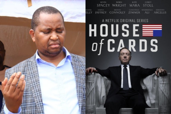 A photo collage of Irungu Nyakera and official House of Cards poster. PHOTOS/@wnyakera/X