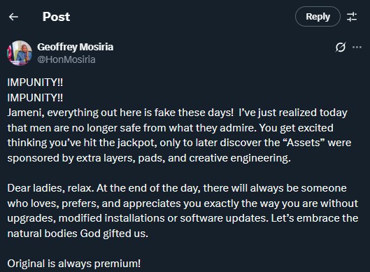 Part of the statement shared by Geoffrey Mosiria on Saturday December 20, 2025. PHOTO/Screengrab by K24 Digital/@HonMosiria/X