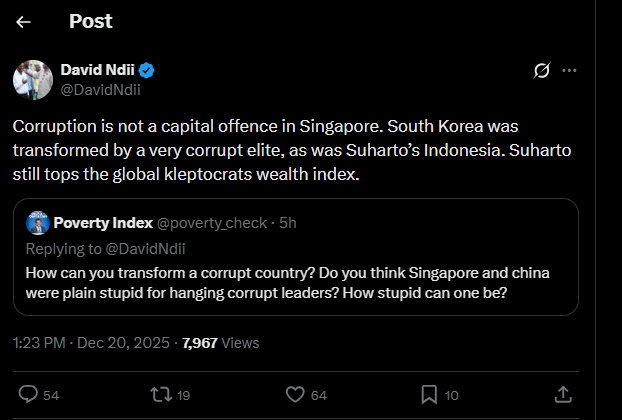 A post shared by David Ndii on X. PHOTO/Screengrab by K24 Digital 