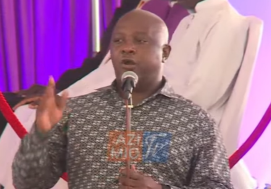 Vihiga Senator Godfrey Osotsi speaking during Beryl Achieng Odinga's funeral. PHOTO/Screengrab by K24 Digital from Azimio TV YouTube