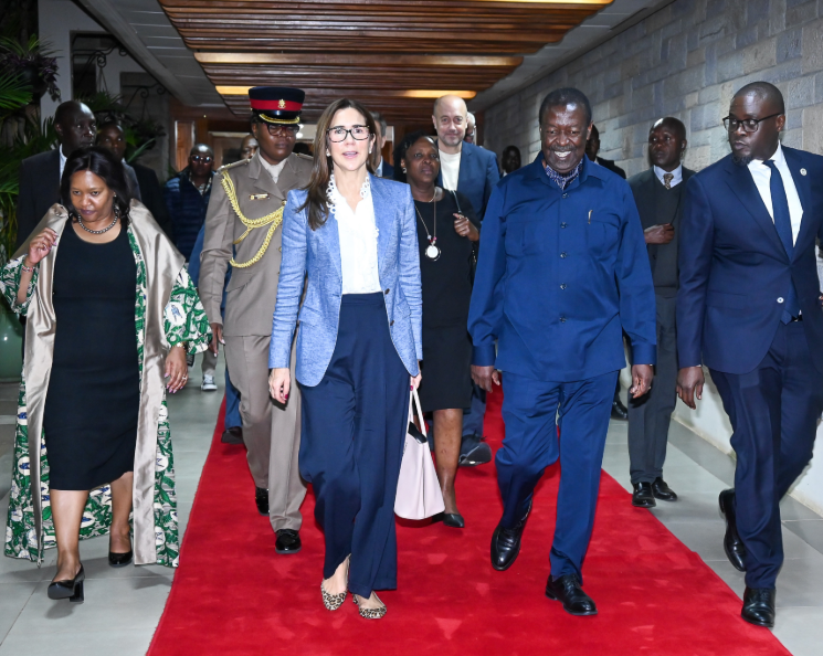 Her Majesty Queen Mary of Denmark, Prime Cabinet Secretary and Minister for Foreign Affairs Musalia Mudavadi, Cabinet Secretary for Tourism and Wildlife Rebecca Miano and Nairobi Governor Johnson Sakaja. PHOTO/@ForeignOfficeKE/X