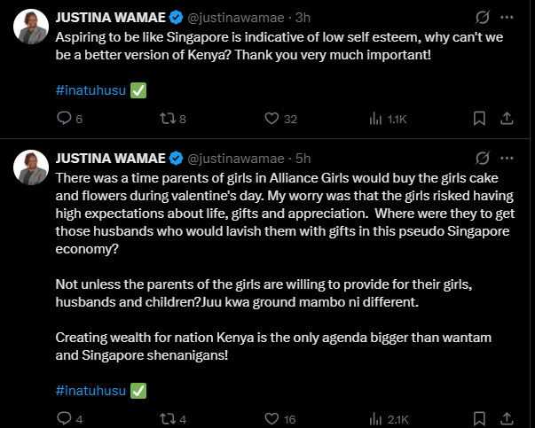 A post shared by Justina Wamae. PHOTO/Screengrab by K24 Digital
