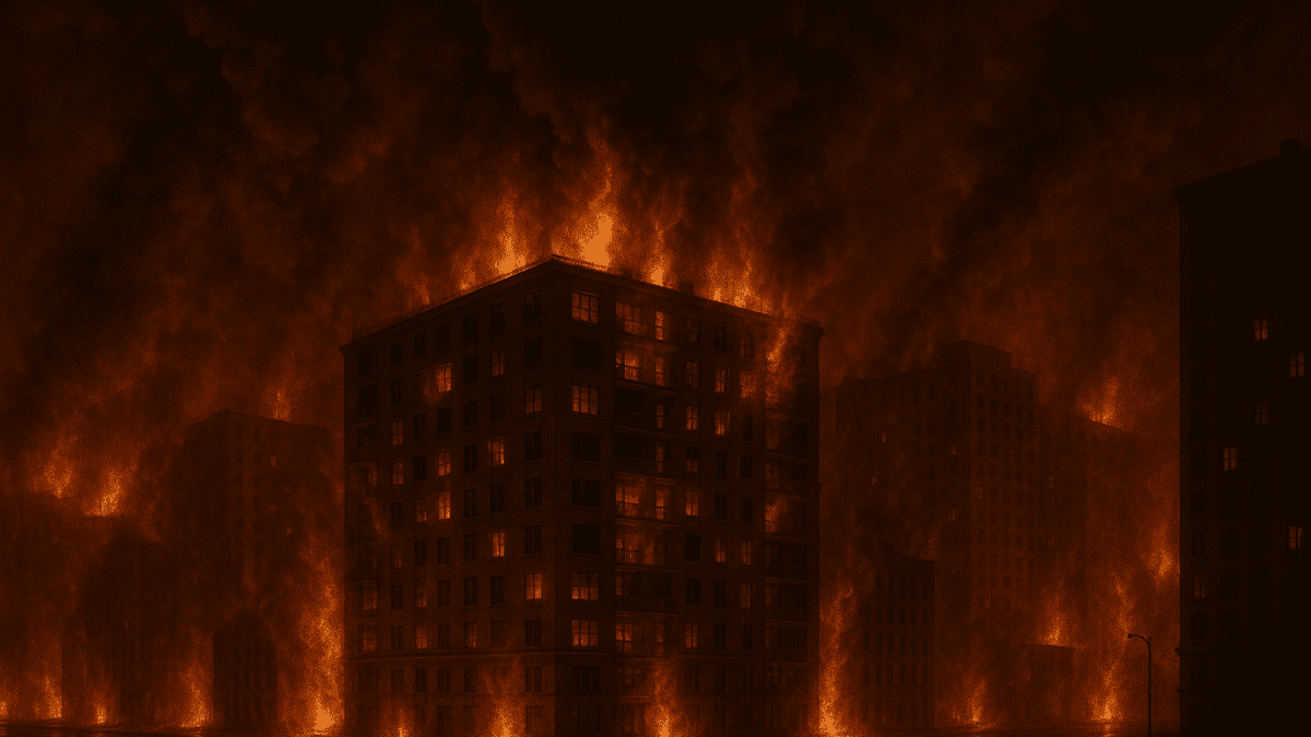 AI-generated photo to illustrate an apartment on fire. PHOTO/ChatGPT
