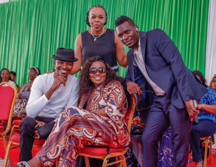 Dama Wa Mobile poses with artistes Samidoh, Waithaka Wa Jane and Kameme FM Presenter Muthoni Baby Top. PHOTO/https://www.facebook.com/profile.php?id=100087892219005