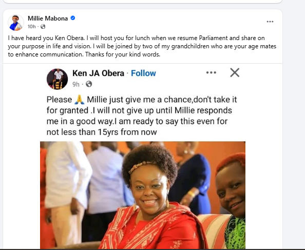 Millie Odhiambo agrees to host Ken Obera. PHOTO/Screengrab by K24 Digital from Facebook by @millie.mabona