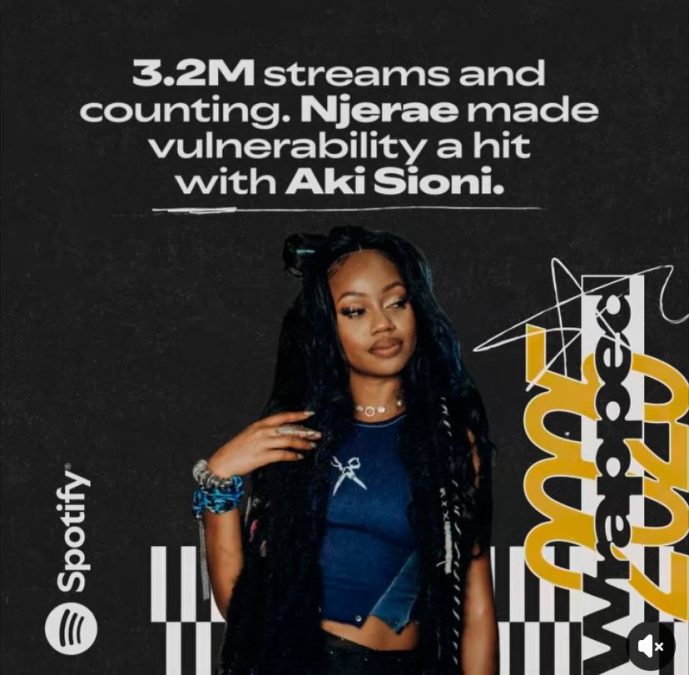 Njerae in a Spotify Wrapped ad. PHOTO/Screengrab by K24 Digital.