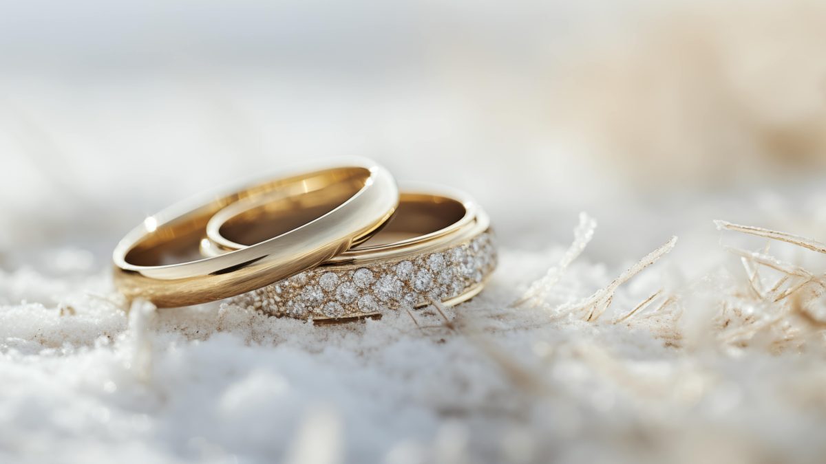 Close-up of wedding rings lying on a snowy surface. Image used for illustration purposes. PHOTO/Pexles