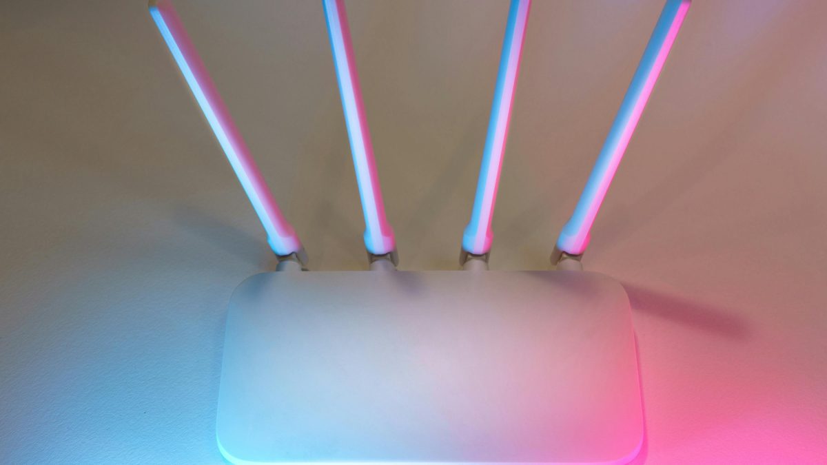 A WIFI router placed on somewhere.