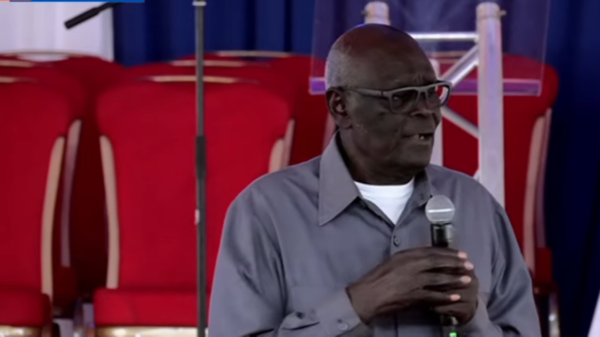 Fred Ngumo speaks during memorial service of the late Cyrus Jirongo. PHOTO/Screengrab by K24 Digital from YouTube by @AzimioTVOfficial