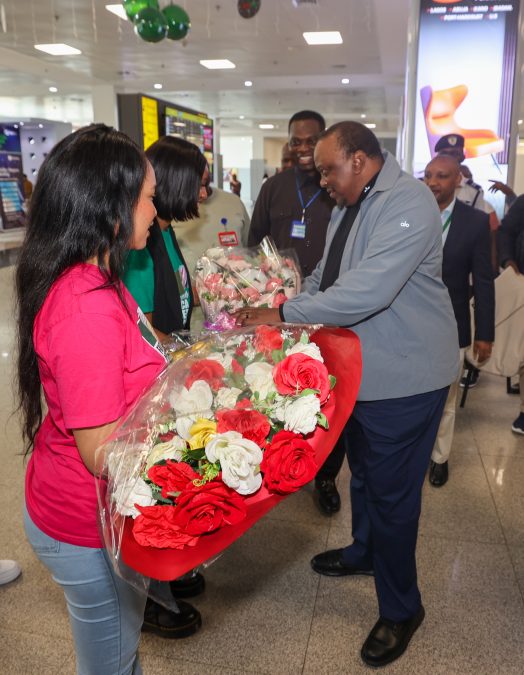  President (Rtd) Uhuru Kenyatta arrives in Nigeria. PHOTO/@4thPresidentKE/X
