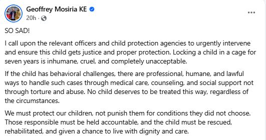Geoffrey Mosiria's statement. PHOTO/https://www.facebook.com/kiongozi.mosiriake