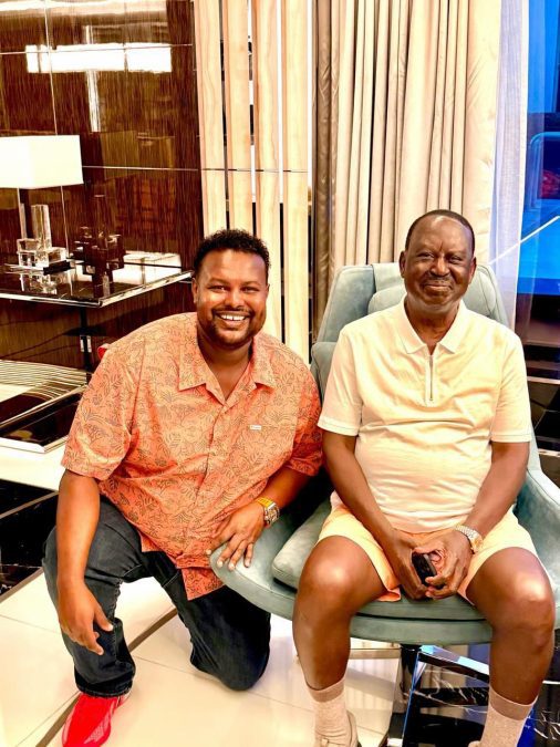 Oketch Salah and the late Raila Odinga. PHOTO/https://www.facebook.com/profile.php?id=61580668505444