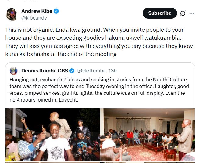 Andrew Kibe’s post on X. PHOTO/@kibeandy