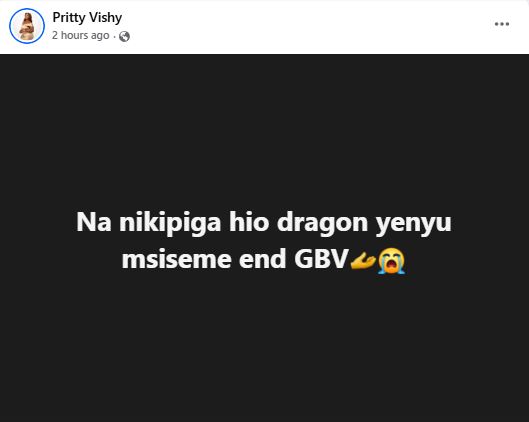 A screenshot of Pritty Vishy’s statement on social media posted on January 20, 2026 as war of words with her fomer boyfriend Stevo Simple Boy escalated. PHOTO/https://www.facebook.com/profile.php?id=100088566701415