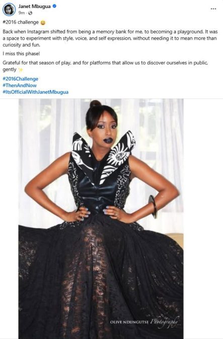 Janet Mbugua’s statement on January 22, 2026, as she joined the viral #2016Challenge. PHOTO/A screengrab by K24 Digital from https://www.facebook.com/janetthejourney