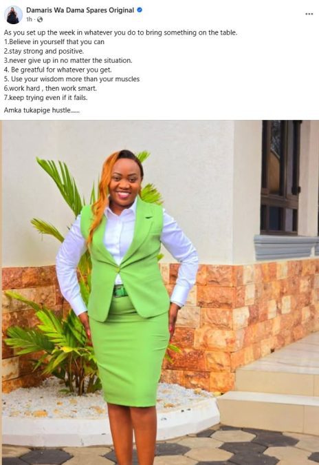 A screengrab image of Dama Wa Spares’ tips for a successful week. PHOTO/K24Digital screengrab from https://www.facebook.com/profile.php?id=100087892219005