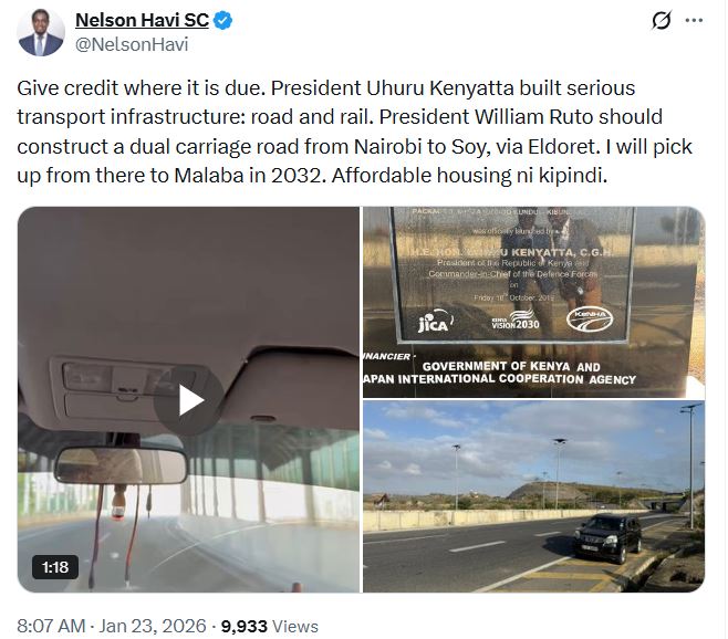 Senior Counsel Nelson Havi’s statement on X. PHOTO/ screenshot by K24 digital from https://x.com/NelsonHavi